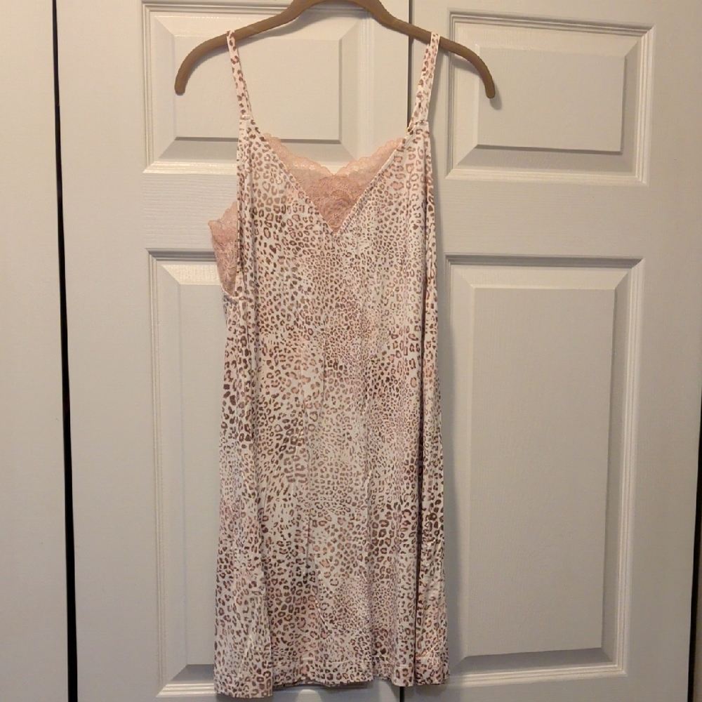 Soma Leopard Print Lace Trim Chemise